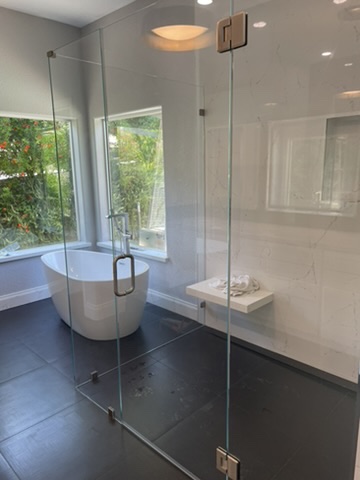 Freestanding Tub and Glass Shower